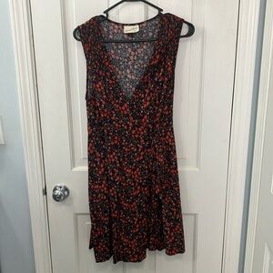 Universal Threads Floral Black and Red Women's sleeveless wrap Dress SIZE XL